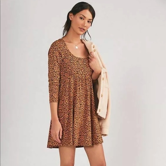 Nwt Daily Practice by Anthropologie Square Neck Mini Dress Animal Leopard Print - Picture 2 of 10